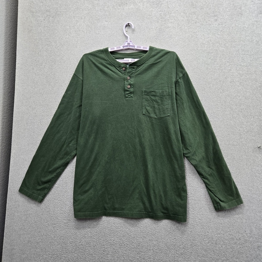 Duluth Trading Co. Men Shirt XL Green Longtail T Henley Button Long Sleeve